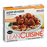 Stouffer's Lean Cuisine favorites; spaghetti with meatballs in a hearty tomato sauce Left Picture